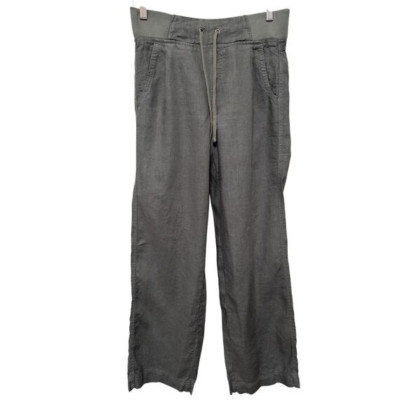 Athleta Reverie Linen Pant Women Size 6* Beachy Wide Leg Pull On Jasper Green - Picture 1 of 10